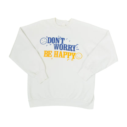 Vintage Don't Worry Be Happy Sweatshirt White Small