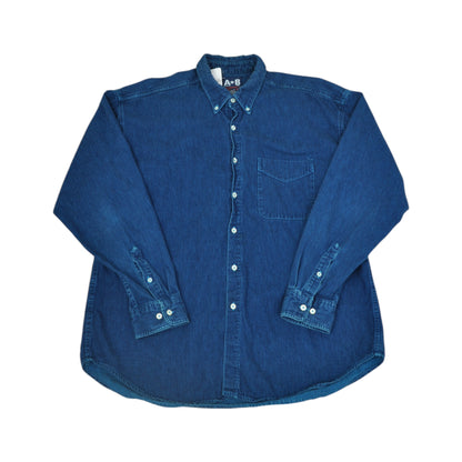 Vintage 90's Denim Shirt Long Sleeved Blue XL