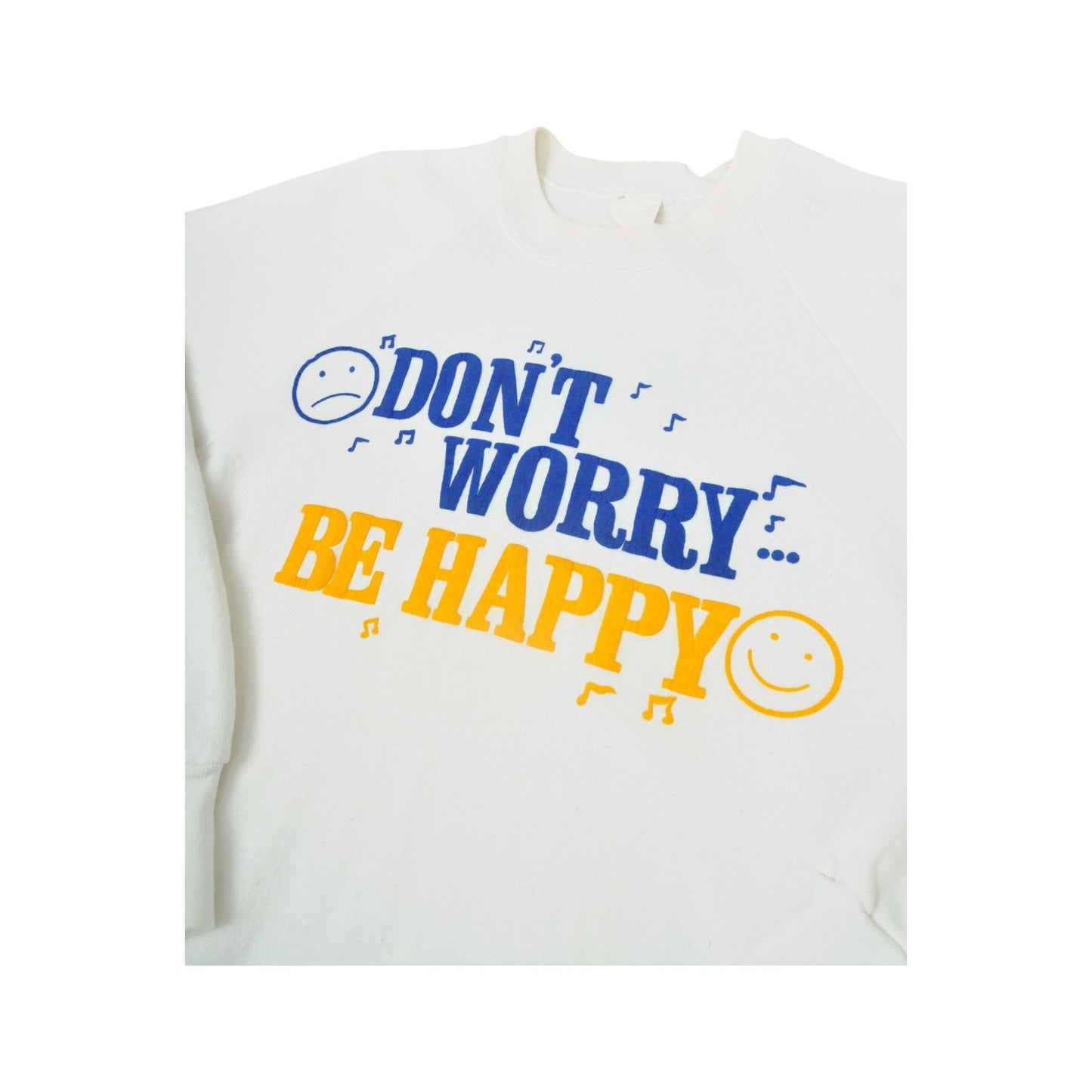 Vintage Don't Worry Be Happy Sweatshirt White Small