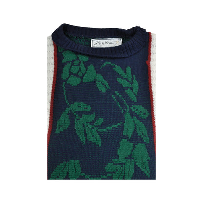 Vintage Knitwear Sweater Retro Leaf Pattern Ladies Large