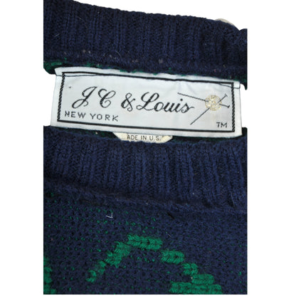 Vintage Knitwear Sweater Retro Leaf Pattern Ladies Large