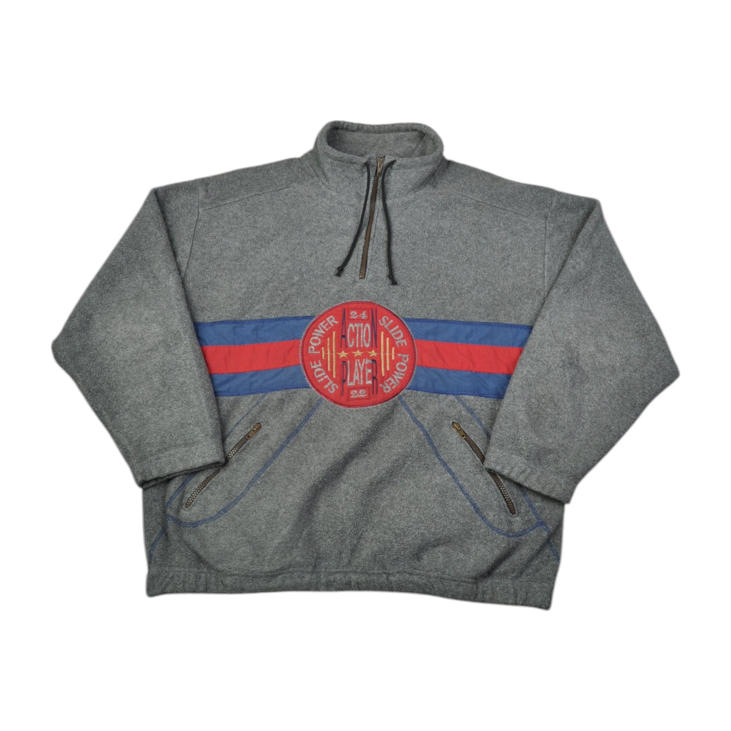 Vintage Logo Fleece 1/4 Zip Block Colour Grey Medium