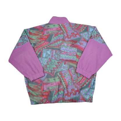 Vintage Fleece 1/4 Zip Retro Pattern Purple XL