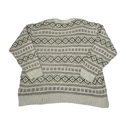 Vintage Rundhals Strickpullover Retro Muster Beige XL