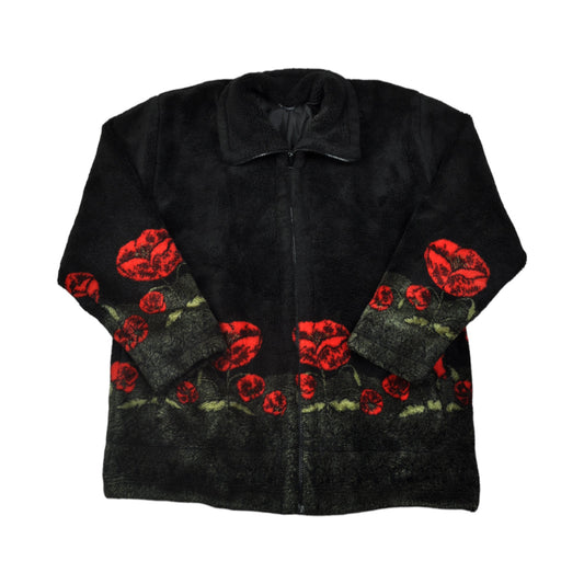 Vintage Fleece Poppy  Black Ladies Large