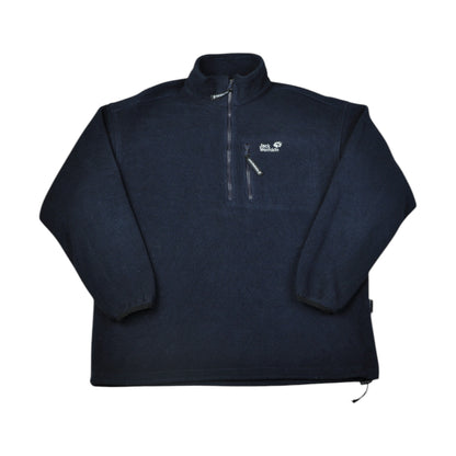 Vintage Jack Wolfskin Fleece 1/4 Zip Block Colour Navy Large