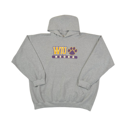 Vintage WIU Necks Hoodie Sweatshirt Grey XL