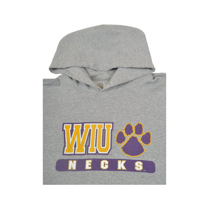 Vintage WIU Necks Hoodie Sweatshirt Grey XL