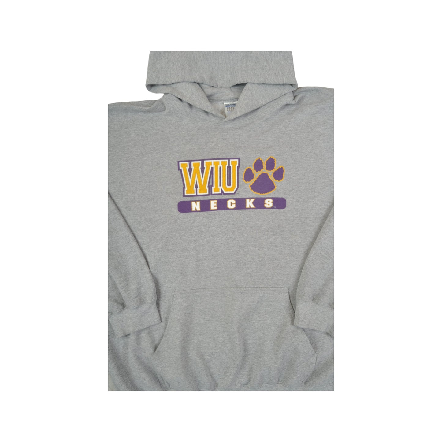 Vintage WIU Necks Hoodie Sweatshirt Grey XL