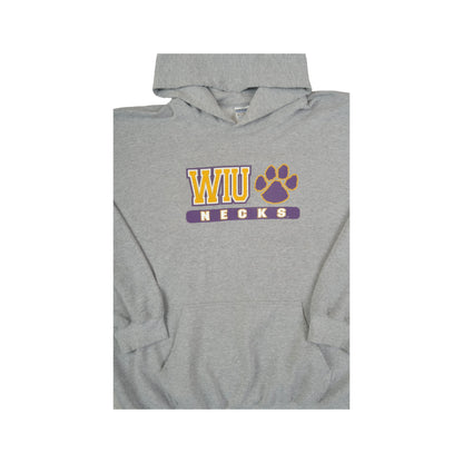 Vintage WIU Necks Hoodie Sweatshirt Grey XL