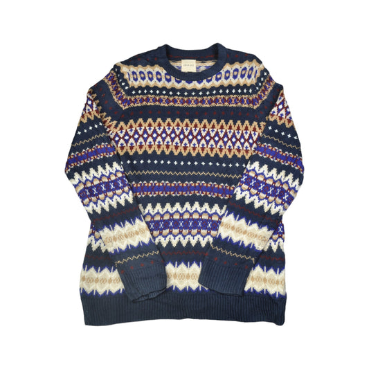 Vintage Crew Neck Knitwear Retro Pattern Sweater Multi Medium