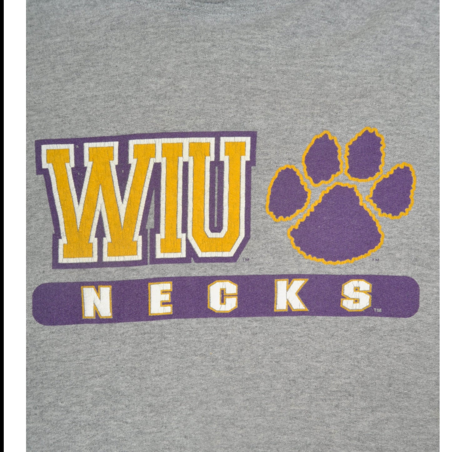 Vintage WIU Necks Hoodie Sweatshirt Grey XL