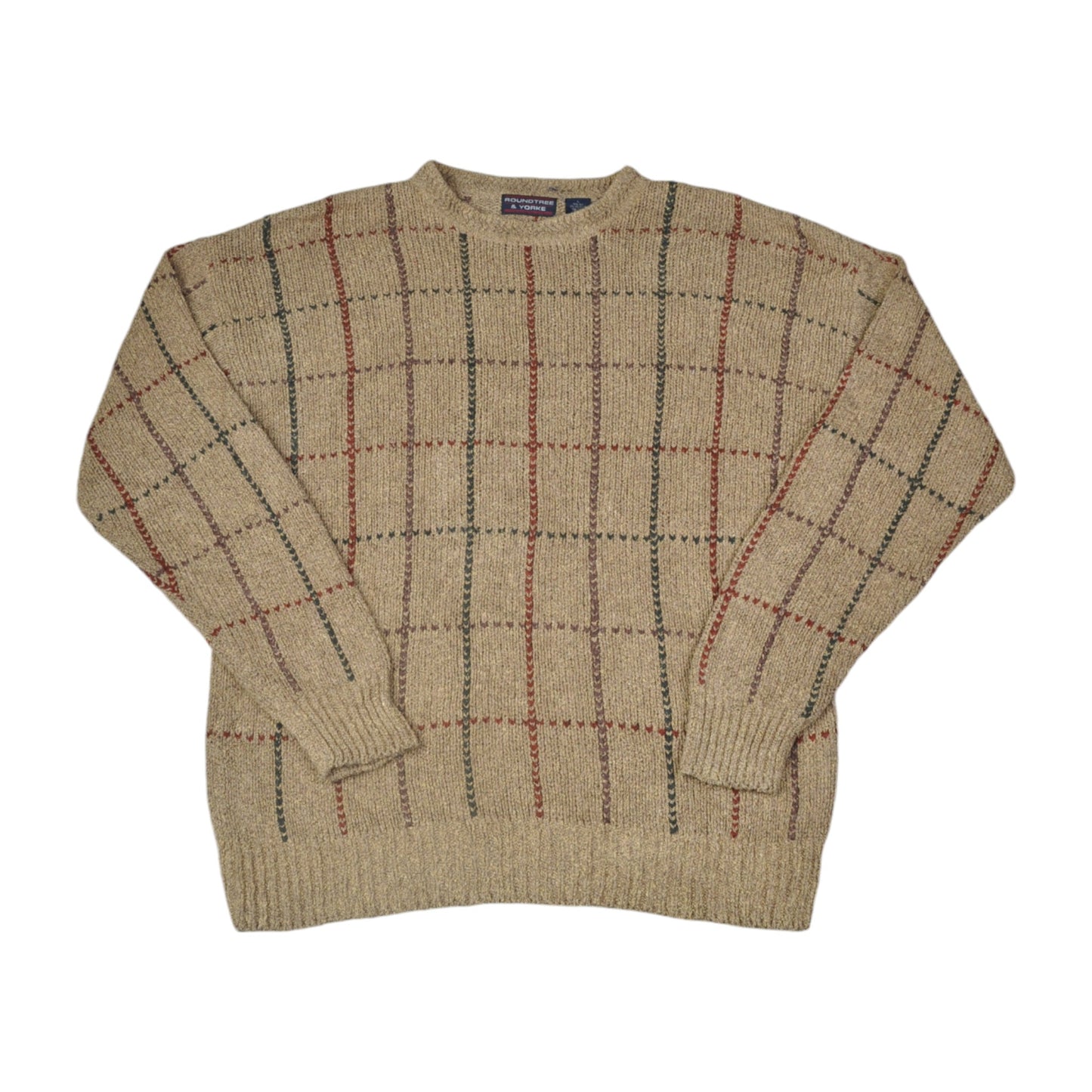 Vintage Knitwear Sweater Retro Pattern Beige Large