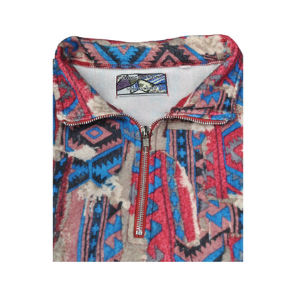 Vintage Fleece 1/4 Zip Aztec Pattern Multi Large