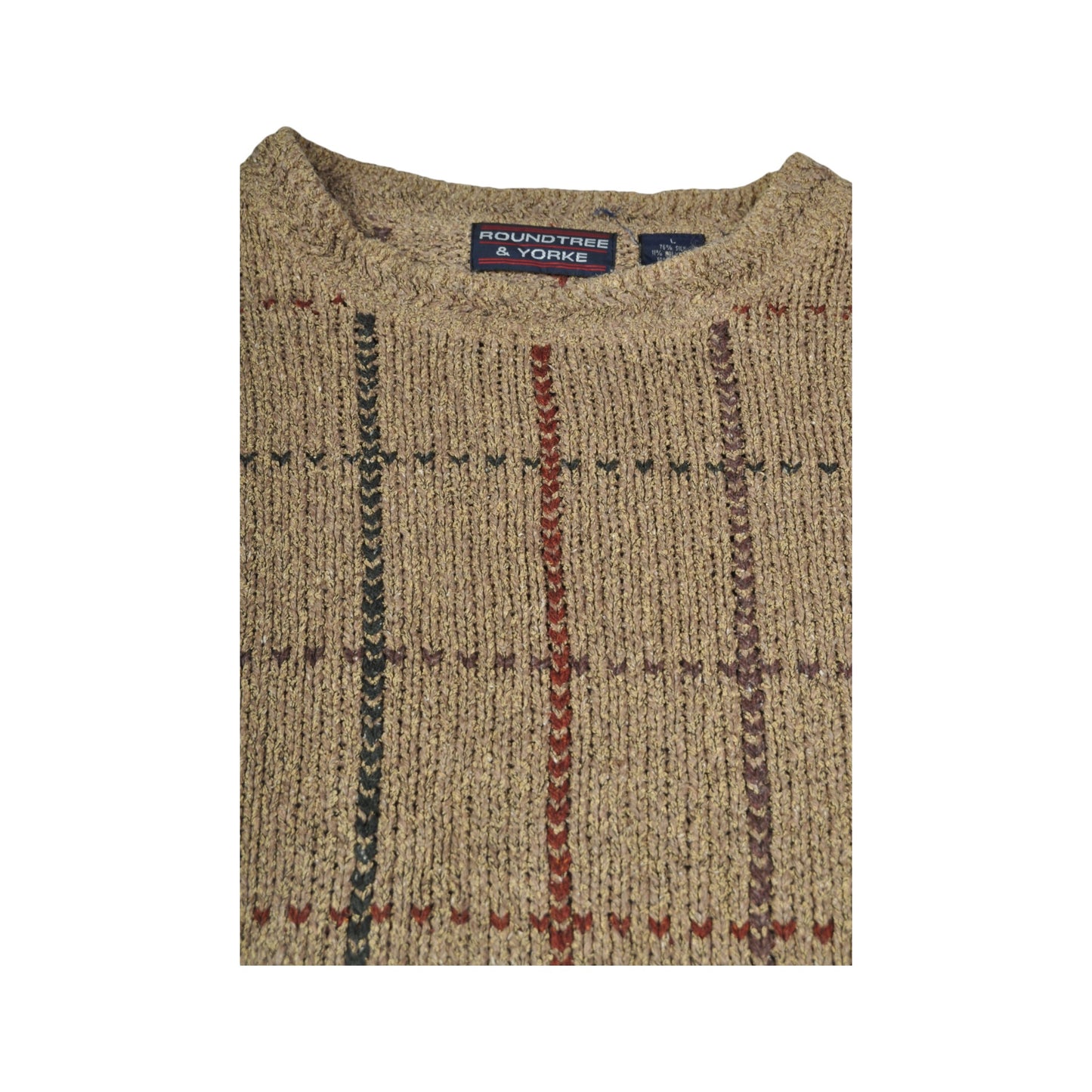 Vintage Knitwear Sweater Retro Pattern Beige Large