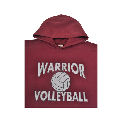 Vintage Warrior Volleyball Hoodie Sweatshirt Burgundy Large