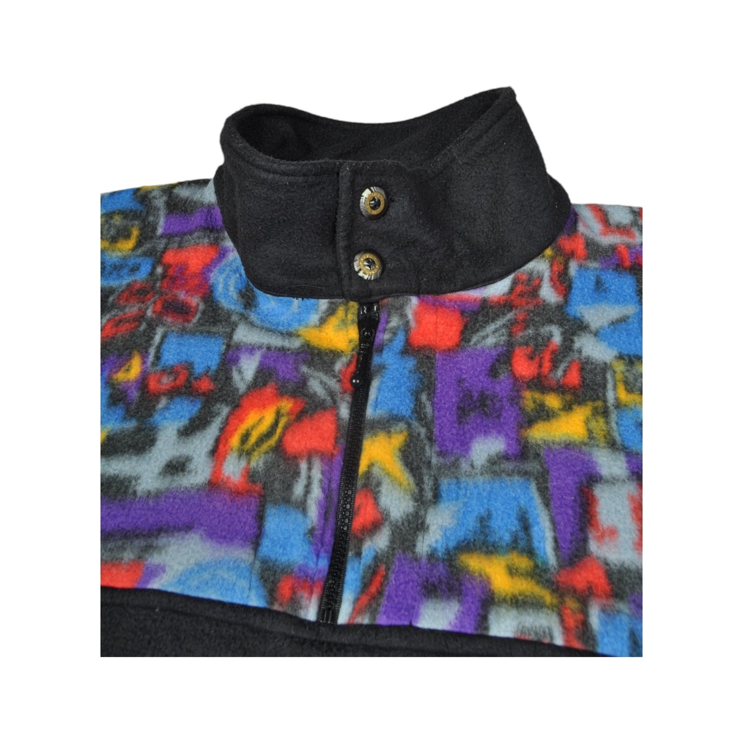 Vintage Fleece 1/4 Zip Retro Pattern Multi XXL