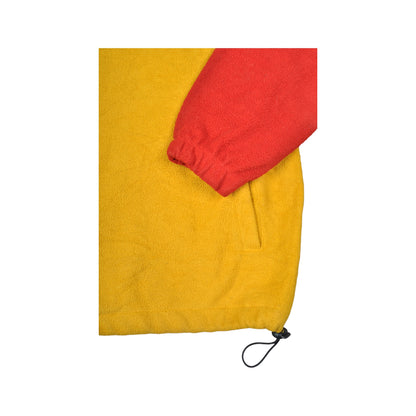 Vintage Hooded Fleece 1/4 Zip Block Colour Yellow XL