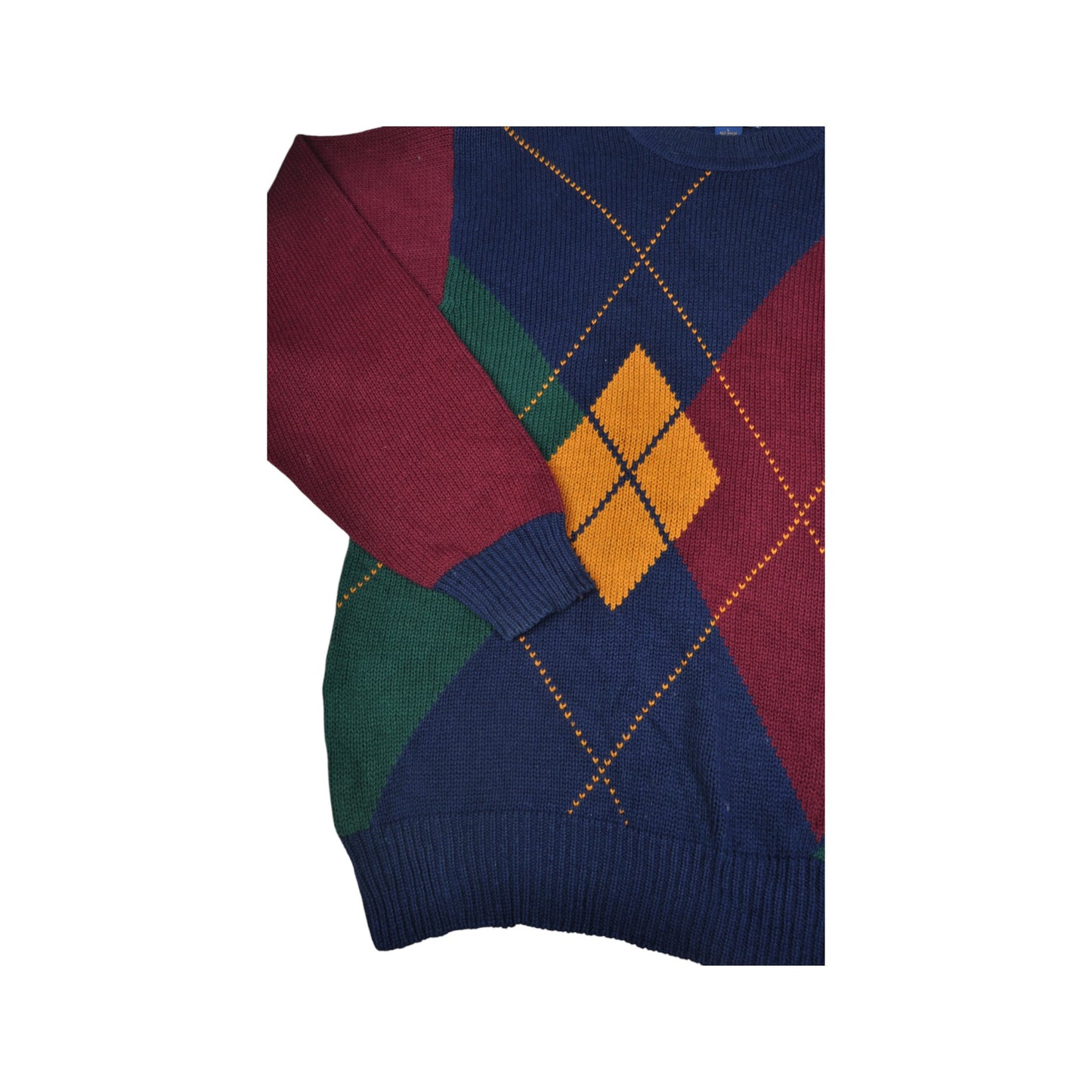 Vintage Knitwear Sweater Argyle Pattern Multi Large