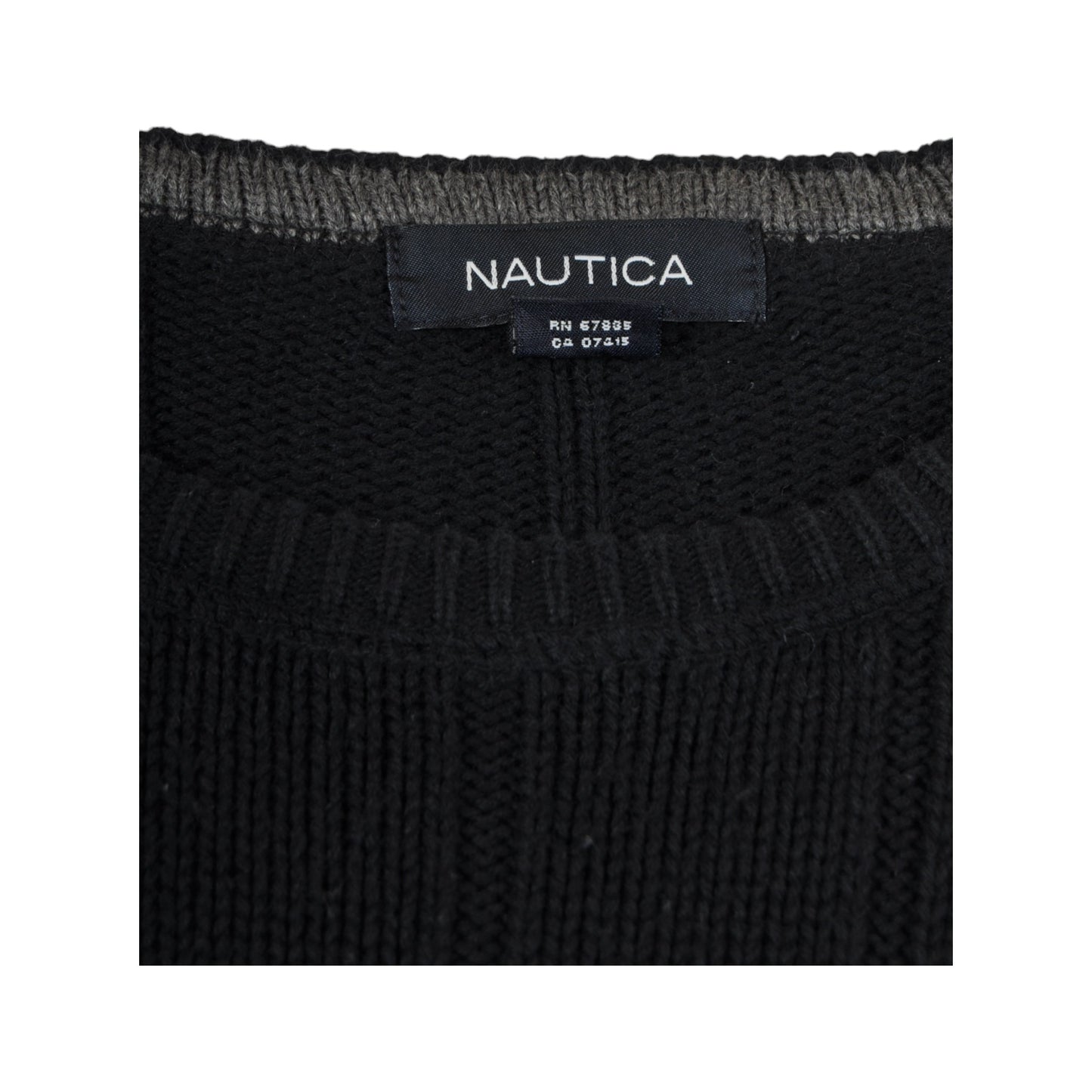 Vintage Nautica Strickpullover Schwarz Groß