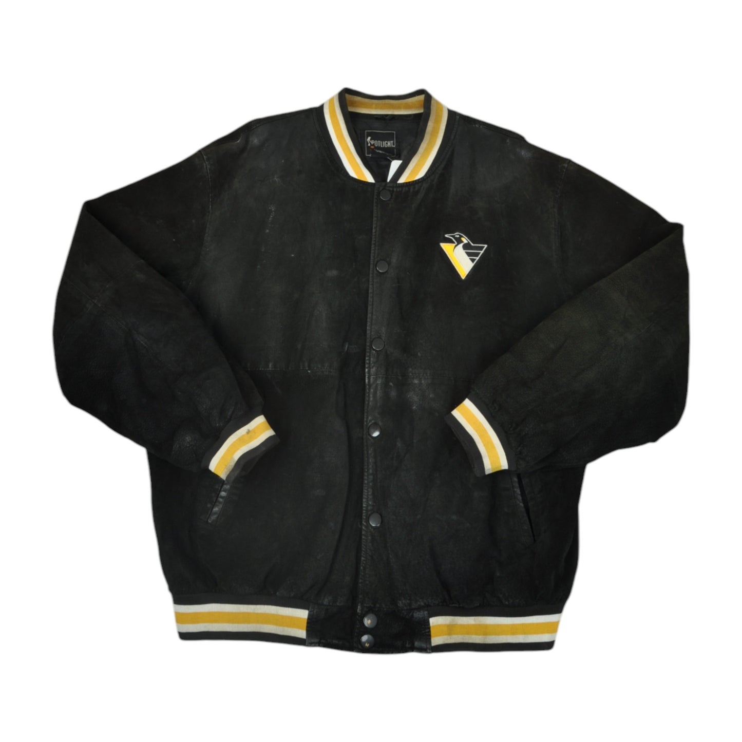 Vintage 90's Pittsburgh Penguins Suede Jacket Black XL