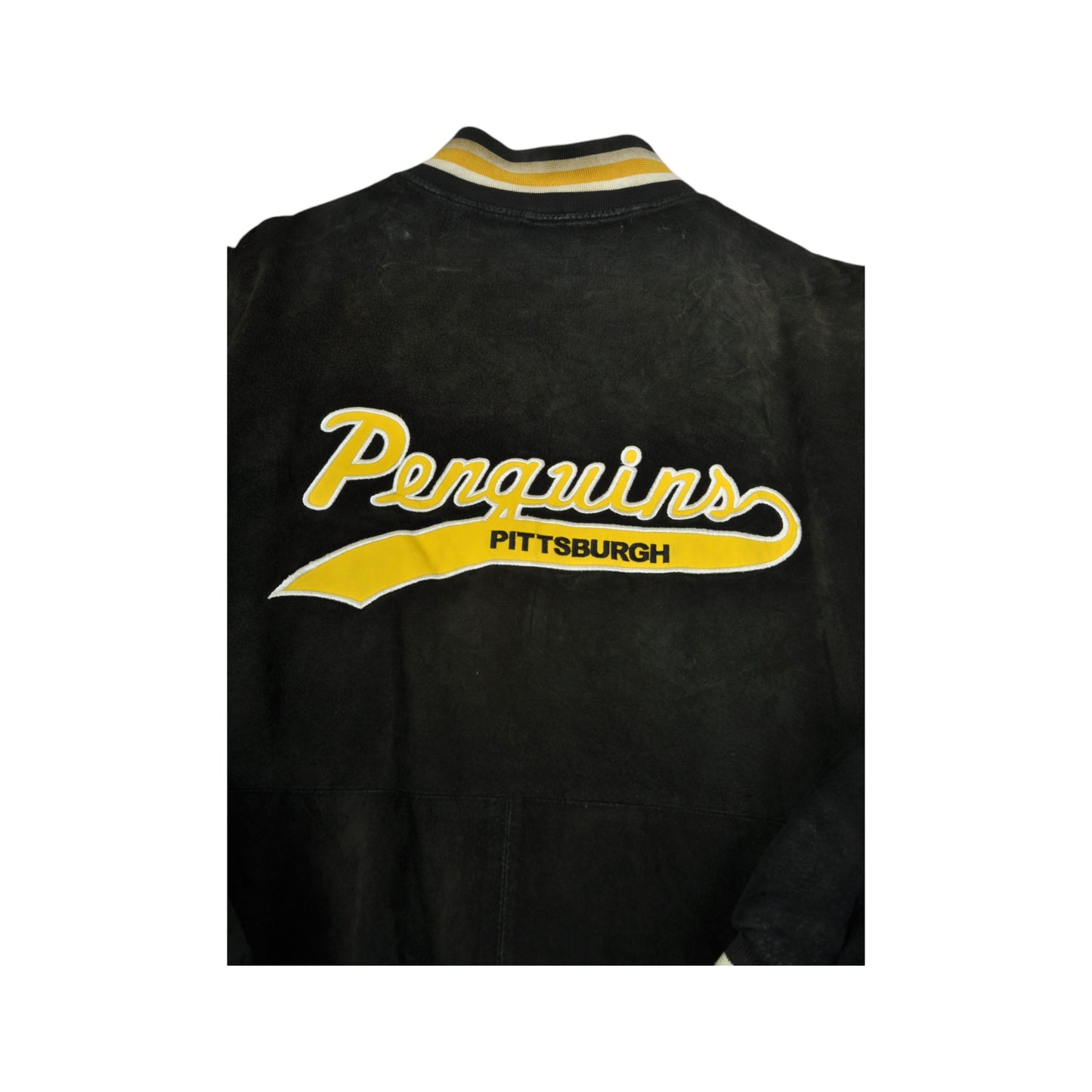 Vintage 90's Pittsburgh Penguins Suede Jacket Black XL