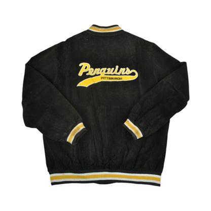 Vintage 90's Pittsburgh Penguins Suede Jacket Black XL