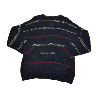 Vintage Knitwear Sweater Retro Pattern Blue Medium