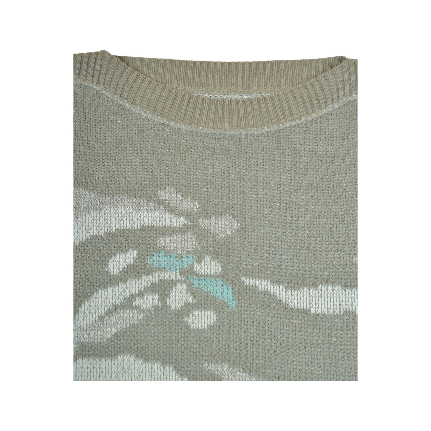 Vintage Knitted Jumper Retro Pattern Green Ladies Large