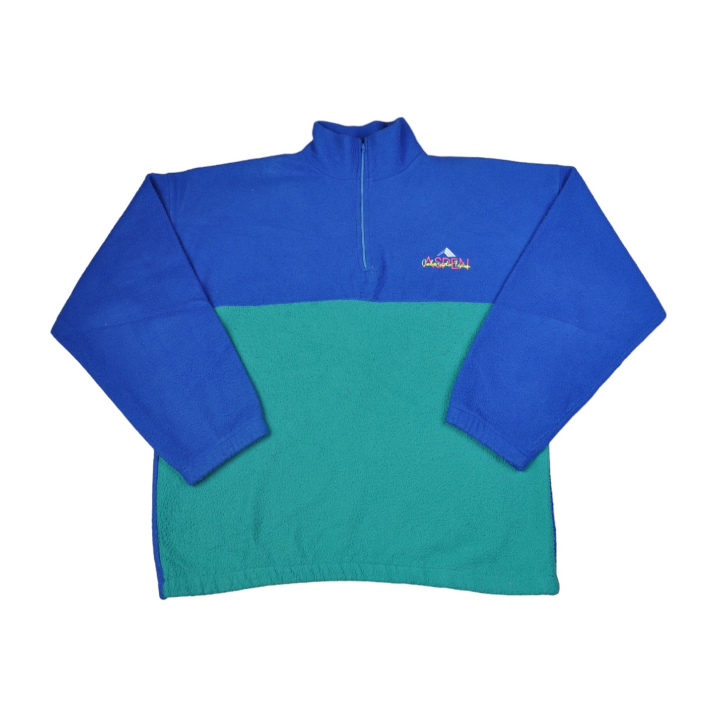 Vintage Fleece 1/4 Zip Block Colour Blue Large