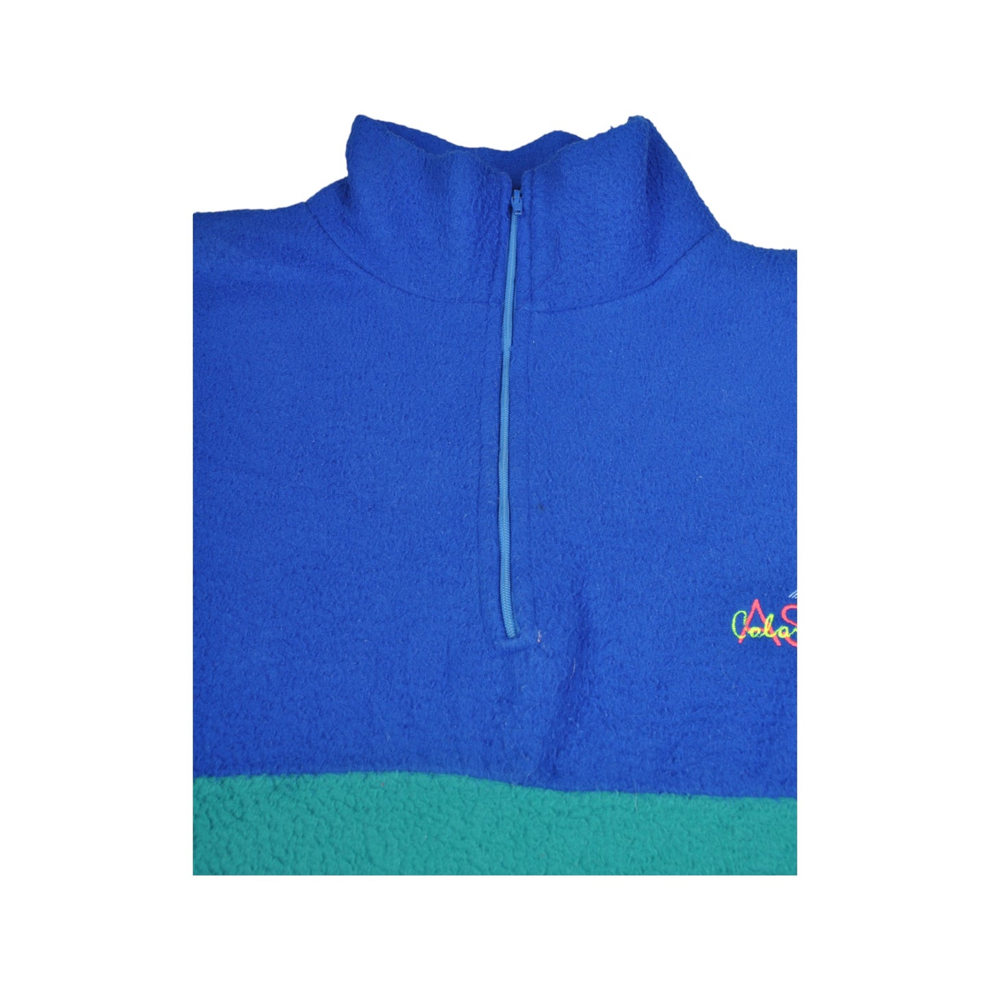 Vintage Fleece 1/4 Zip Block Colour Blue Large