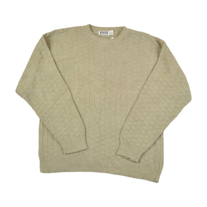 Vintage Knitted Jumper Retro Pattern Tan XL