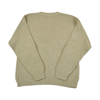 Vintage Knitted Jumper Retro Pattern Tan XL