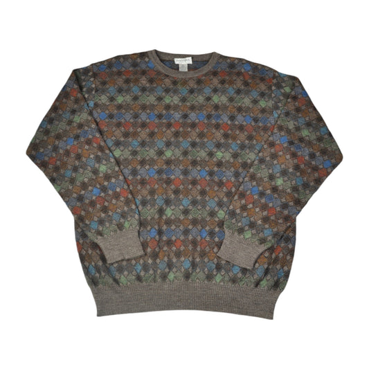 Vintage Knitwear Sweater Retro Pattern Multi Large