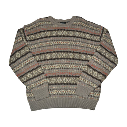 Vintage Knitwear Sweater Retro Pattern Beige Medium