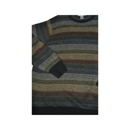 Vintage Knitwear Sweater Stripe Pattern Multi Large