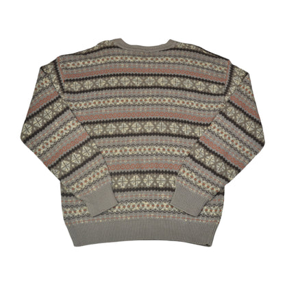 Vintage Knitwear Sweater Retro Pattern Beige Medium