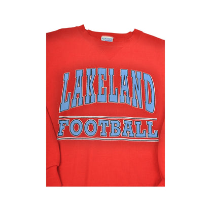 Vintage Lakeland Football Sweatshirt Red Large