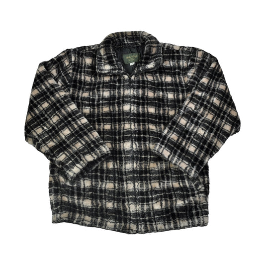 Vintage Fleece Jacket Checked Pattern Black/White Medium