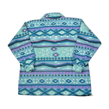 Vintage Fleece 1/4 Zip Retro Pattern Multi Ladies Large