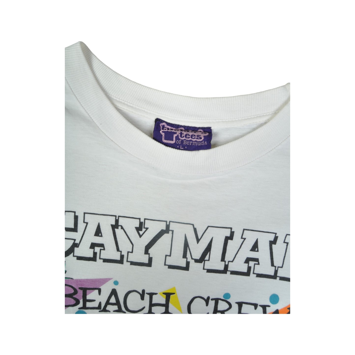 Vintage Cayman Beach Crew Single Stitch T-Shirt White Ladies Large