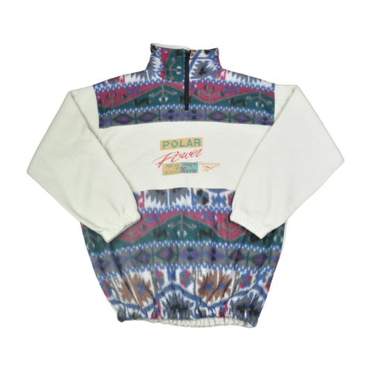 Vintage Fleece 1/4 Zip Retro Pattern Multi Medium