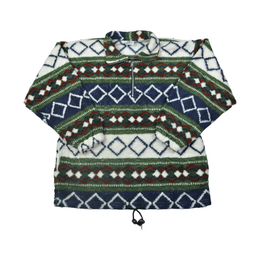 Vintage Fleece 1/4 Zip Aztec Pattern Multi Medium