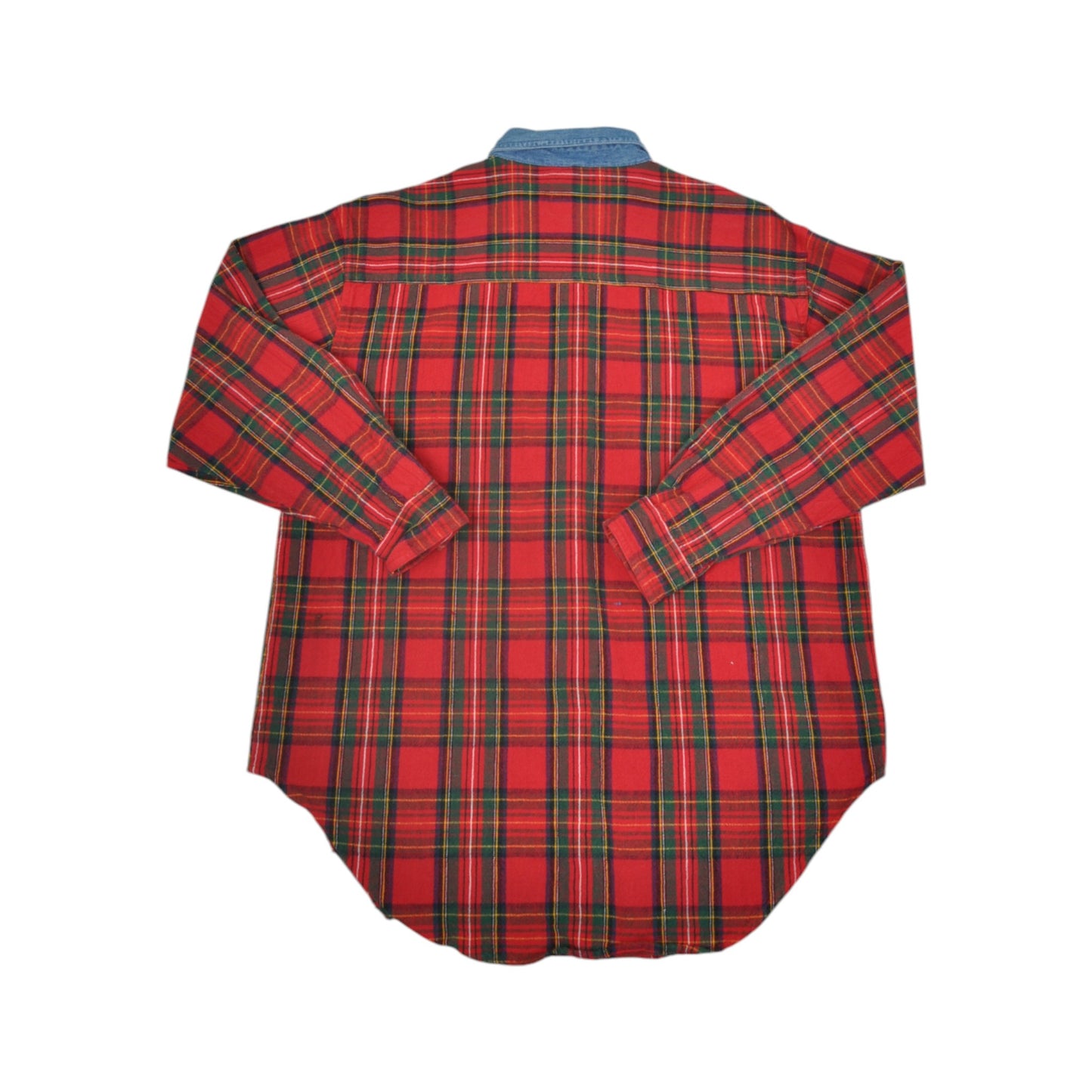 Vintage Flannel Shirt Long Sleeved Checked Red Ladies Medium