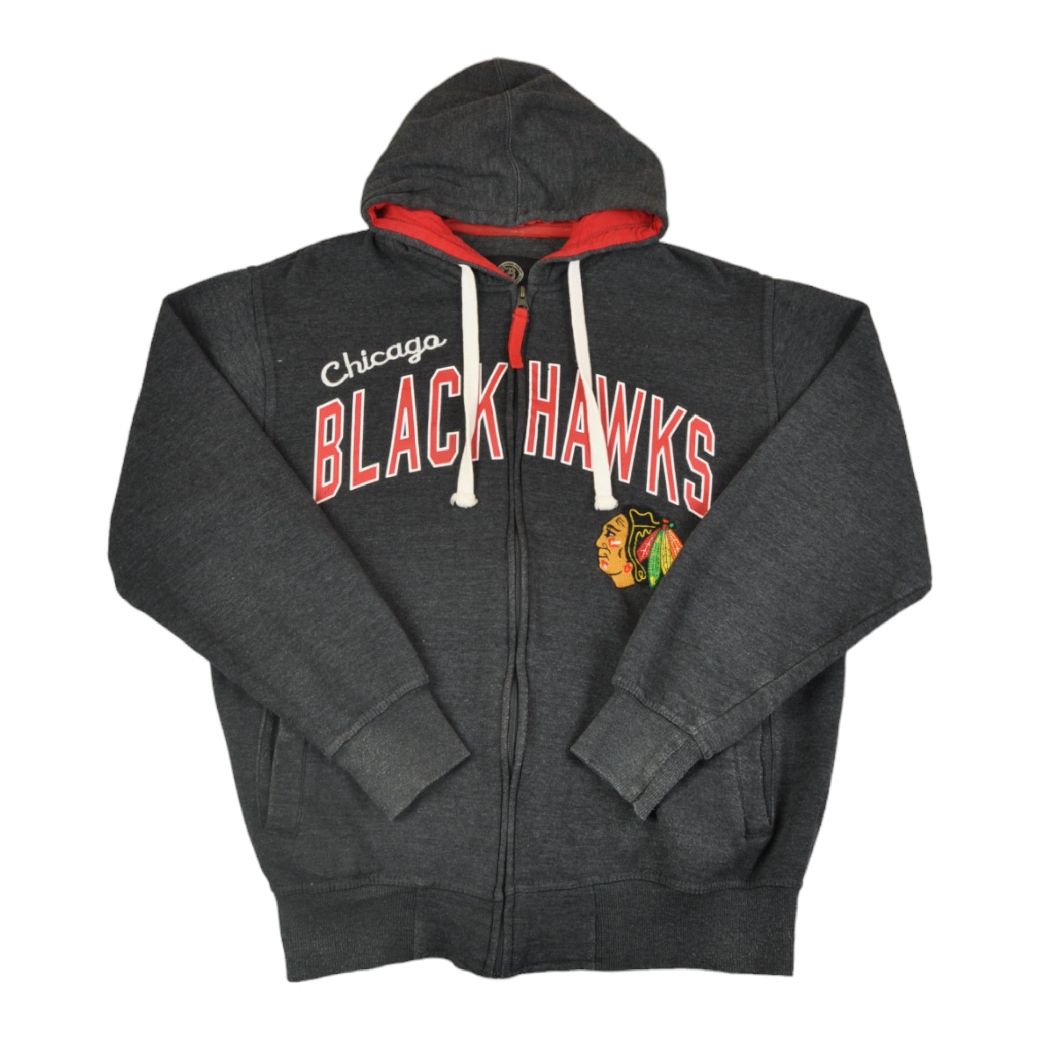 Vintage NHL Chicago Blackhawks Hoodie Sweatshirt Grey Medium Cloak Vintage