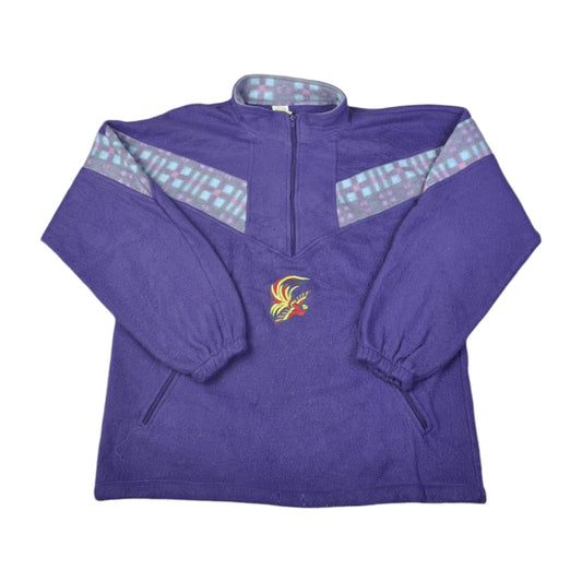 Vintage Fleece 1/4 Zip Retro Pattern Purple Ladies Medium