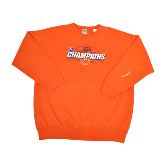 Vintage NFL Chicago Bears NFC Champions Sweatshirt Hoodie Orange Large