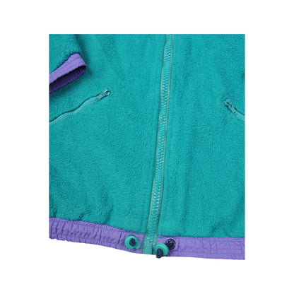 Vintage Ski Fleece Jacket Retro Pattern Green XL