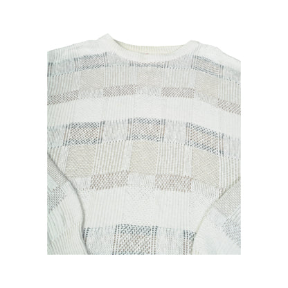 Vintage Strickpullover Retro Muster Beige XL