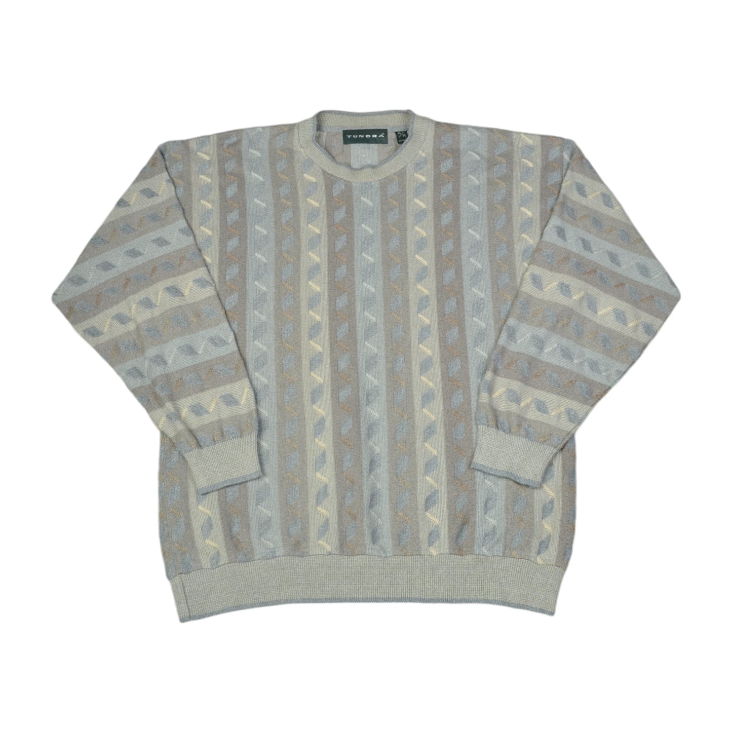 Vintage Knitwear Sweater Retro Pattern Beige Medium